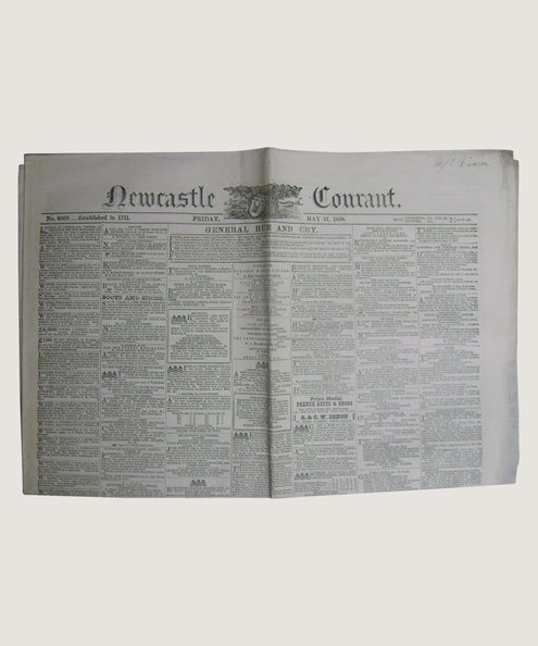  Newcastle Courant, May 21 1858.  Blackwell, John (editor).