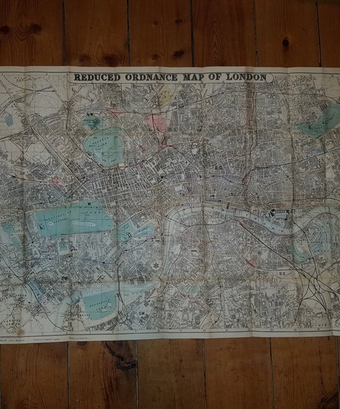  Whitbread's Reduced Ordnance Map of London Divided into Half Mile Distances showing the Postal Districts Railways and Stations and All the New Improvements to the Present Time.  Whitbread, [Josiah].