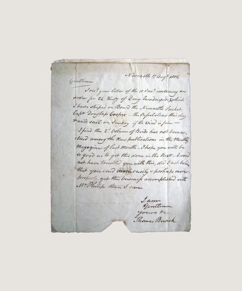  Autograph Letter to Longman & Rees.  Bewick, Thomas.