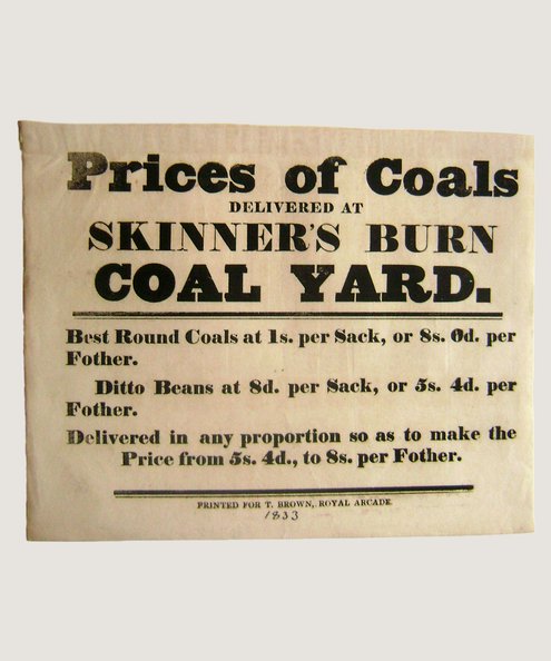  Prices of Coals. [Coal Mining Broadside]  