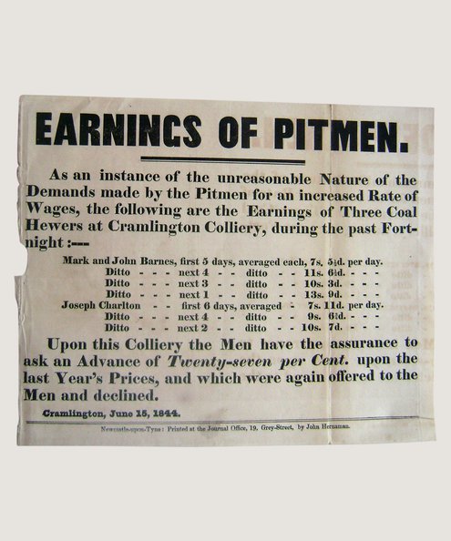  Earnings of Pitmen [Coal Mining Broadside].  