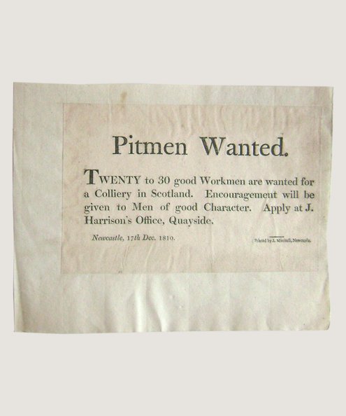  Pitmen Wanted [Coal Mining Handbill].  
