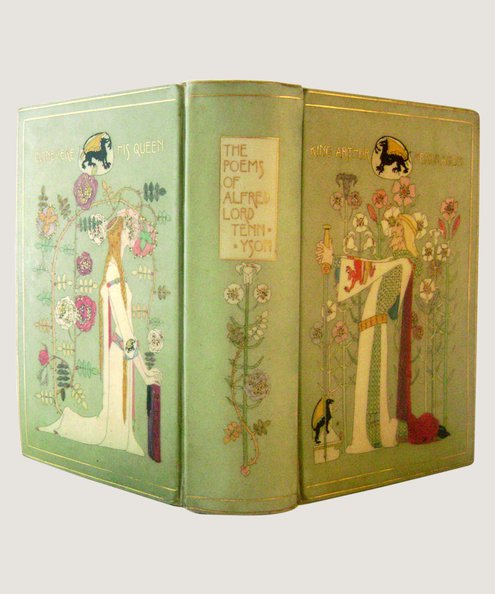Superb “Vellucent” binding in green vellum by Cedric Chivers of Bath. The Works of Alfred Lord Tennyson Poet Laureate.  Tennyson, Alfred Lord. [Smyth, Dorothy Carlton, artist].