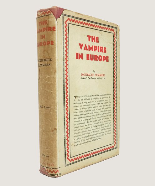  The Vampire in Europe.   Summers, Montague.