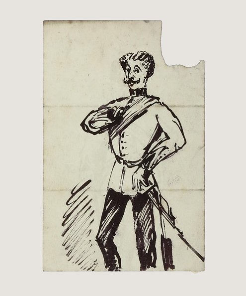  Autograph letter and two ink drawings addressed to one of the Faed brothers.  Maxwell, Herbert Eustace.