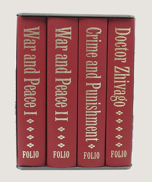  The Folio Society Great Russian Novels: War and Peace; Crime and Punishment; Doctor Zhivago.  Tolstoy, Leo; Dostoyevsky, Fyodor; Pasternak, Boris.