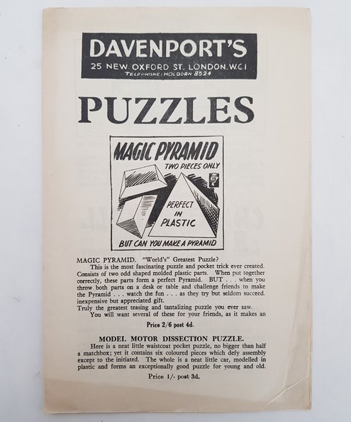 Davenport's Puzzles [Sales brochure].  L. Davenport & Co. Ltd.