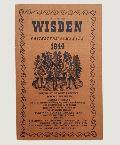 Wisden Cricketers' Almanack 1944.  Preston, Hubert (Editor).